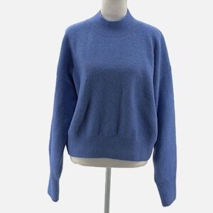 & Other Stories Wool Blend Mock Neck Crop Sweater in Light Blue - Medium